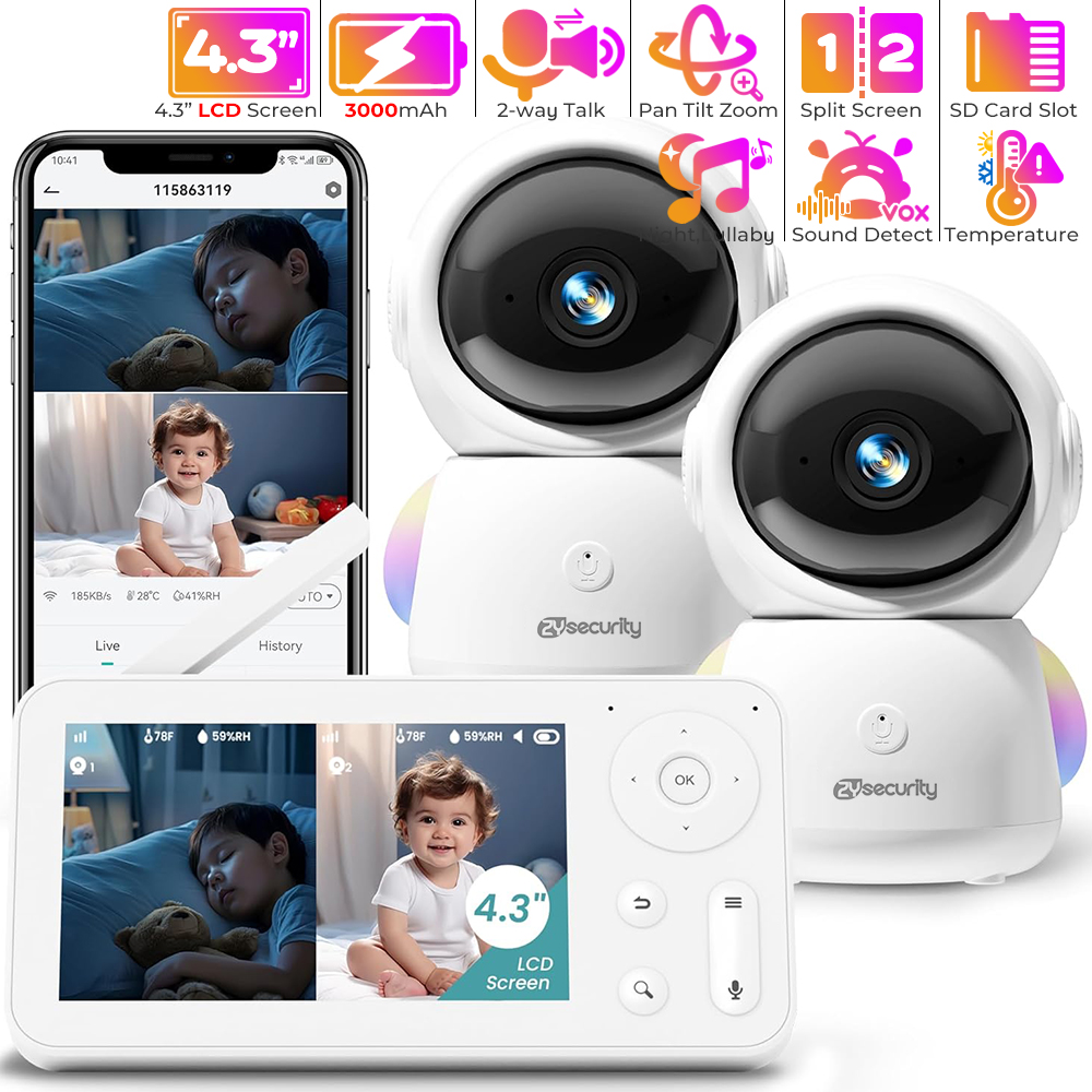 2K Baby Monitor with 2 Cameras - Audio Detect Music review and price