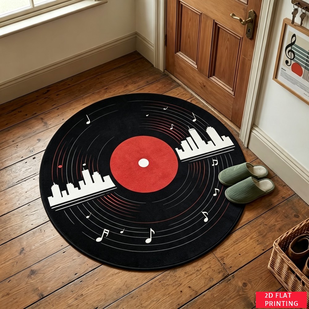 Retro Black Vinyl Record Red L - Audio Vibes Music review and price
