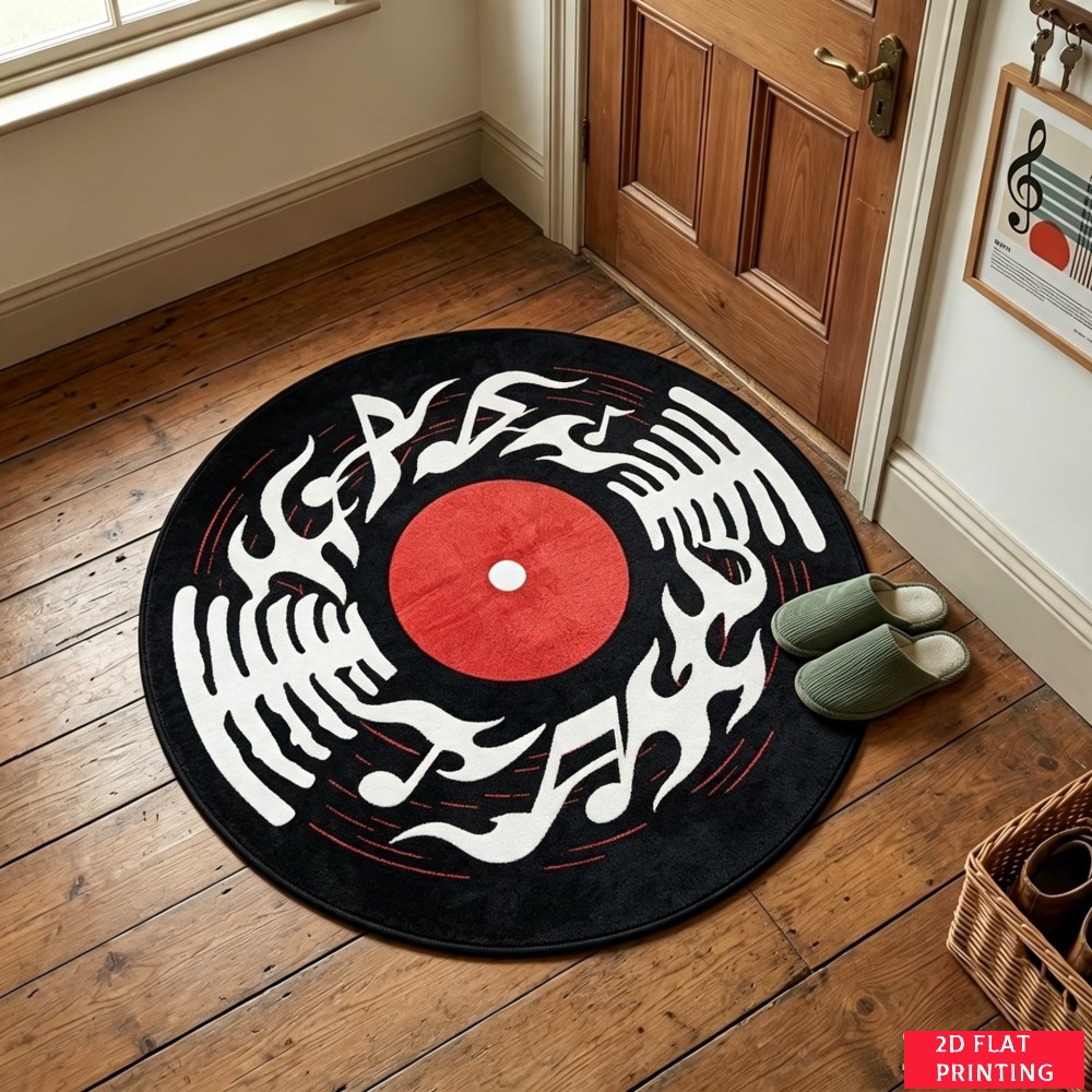 Retro Black Vinyl Record Red L - Audio Vibes Music review and price